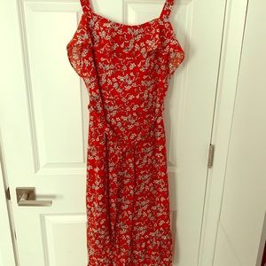 Banana Republic Red Floral Midi Dress